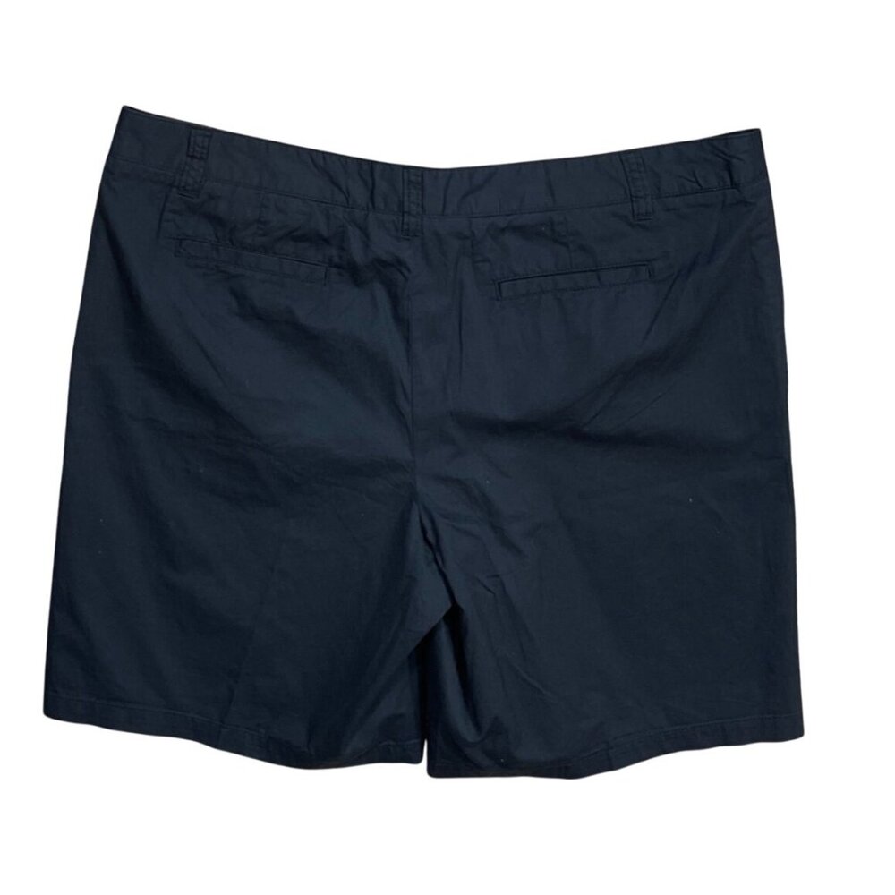 Merona Women's Chino Shorts Blue Black Size 14 Cotton 9" Inseam Flat Front - Picture 2 of 4